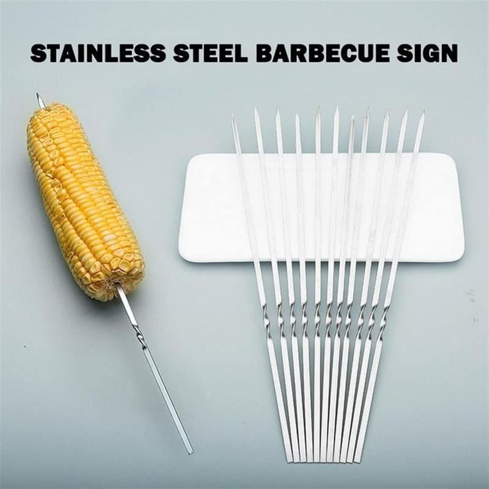 10pcs Utensili per barbecue Barbecue in acciaio Segno Spiedini di agnello Segno di ferro Ago per arrosti Spiedini arrostiti piatti Strumenti per braciere di carne (Color : 33cm 10pcs) (28cm 10pcs)