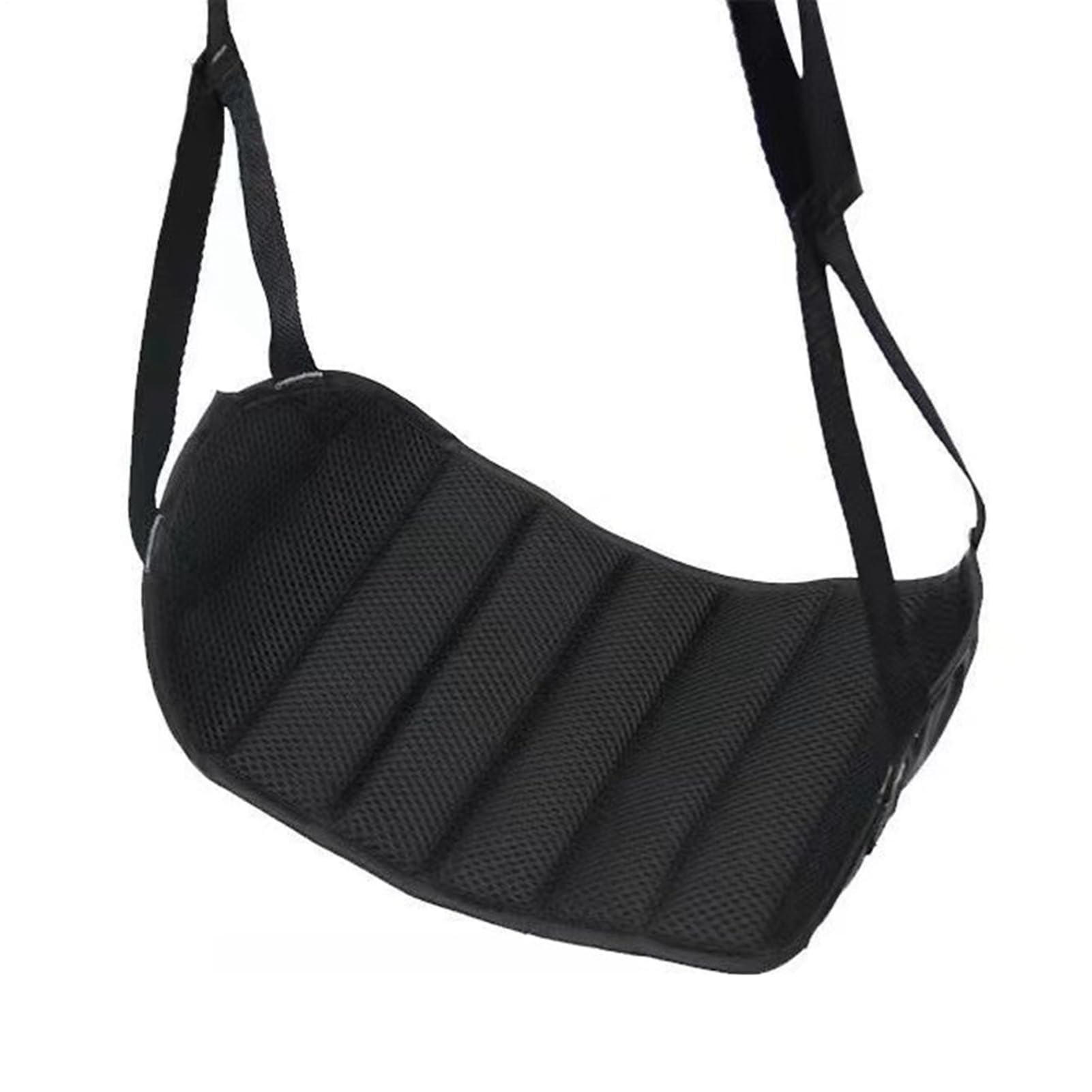 Airplane Foot Hammock, Adjustable Height Travel Foot Sling, Portable Feet Rest Hanger Soft Pad Support, Ideal for Long Flights, Car Travel, Train Commute, High-Speed Rail Comfort, 49x43.5cm Black