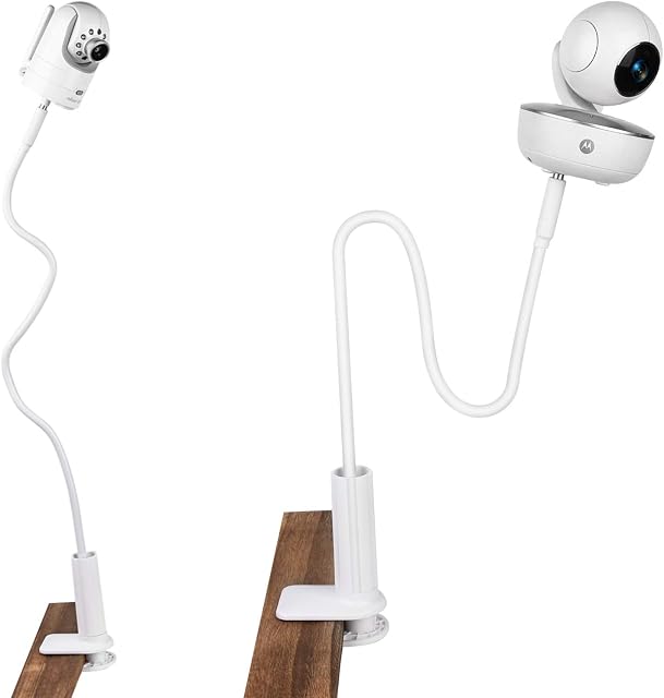 iTODOS (Update Version) Gooseneck Baby Monitor Mount Compatible with Arlo, Motorola Baby Monitor and Most Universal Monitors Camera, 27inch Length Stable and Durable Flexible gooseneck - White