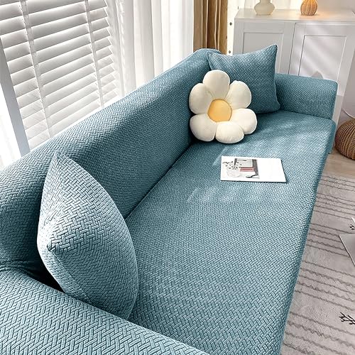 Image of Cortina Velvet Sofa Cover with Tassels | Sofa Couch Protector | Machine Washable Sofa Topper (Green, Four Seater)