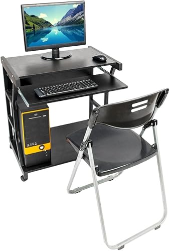 Miniatura 10 de Ochine Mesa de escritorio para computadora móvil, soporte para laptop, mesa auxiliar negra, mesa móvil portátil, estación de trabajo,