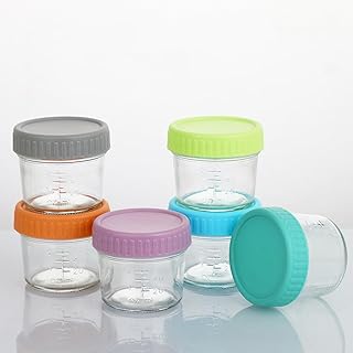 حاويات تخزين طعام من لولاكس، مصنوعة من الزجاج والبلاستيك، طقم من 6 قطع، سعة 120 مل