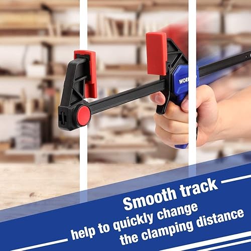 Miniatura 6 de WORKPRO Abrazaderas de barra para carpintería, paquete de 10 abrazaderas/esparcidores con una sola mano