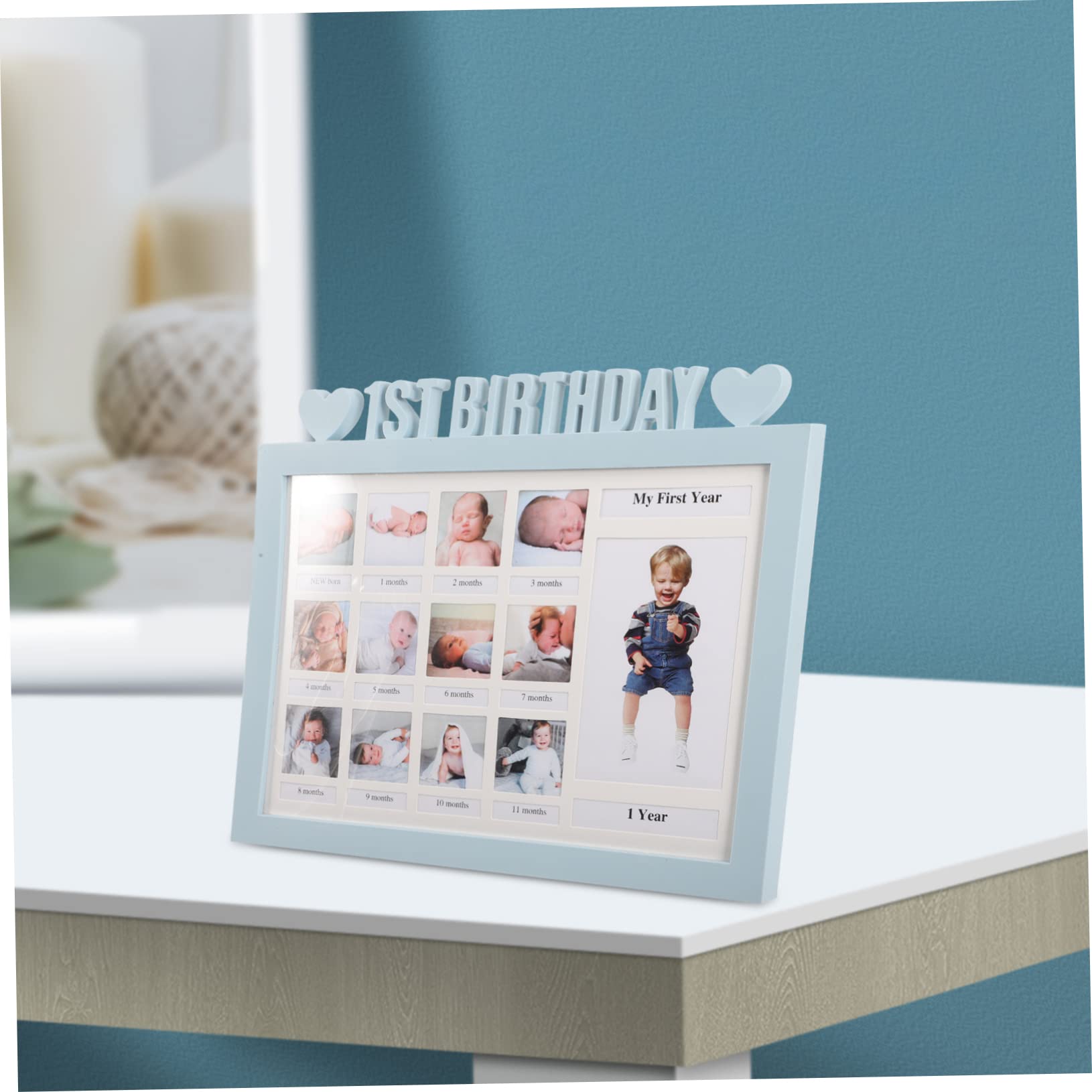 UPKOCH Marco de Fotos para Bebés Plástico Que Almacena y Exhibe 12 Fotos Adecuado para Adorno de Escritorio en Dormitorio o Mesa