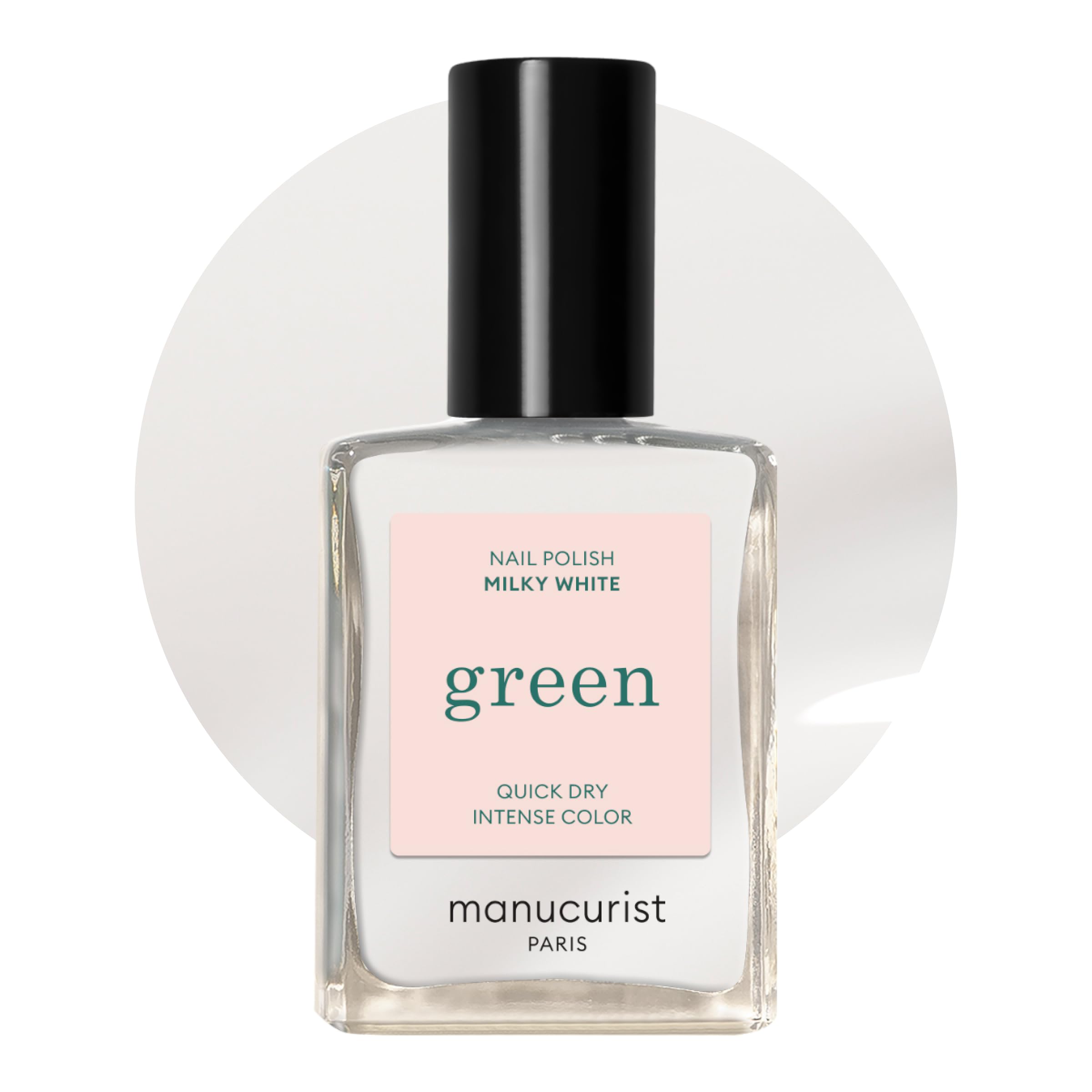 Manucurist Green Vernis à Ongles Blanc Laiteux Milky White - Vernis à Ongles Classique 9-​Free, Vegan et Bio Sourcé - Effet Manucure Professionnelle - Vernis Ongles - 15ml