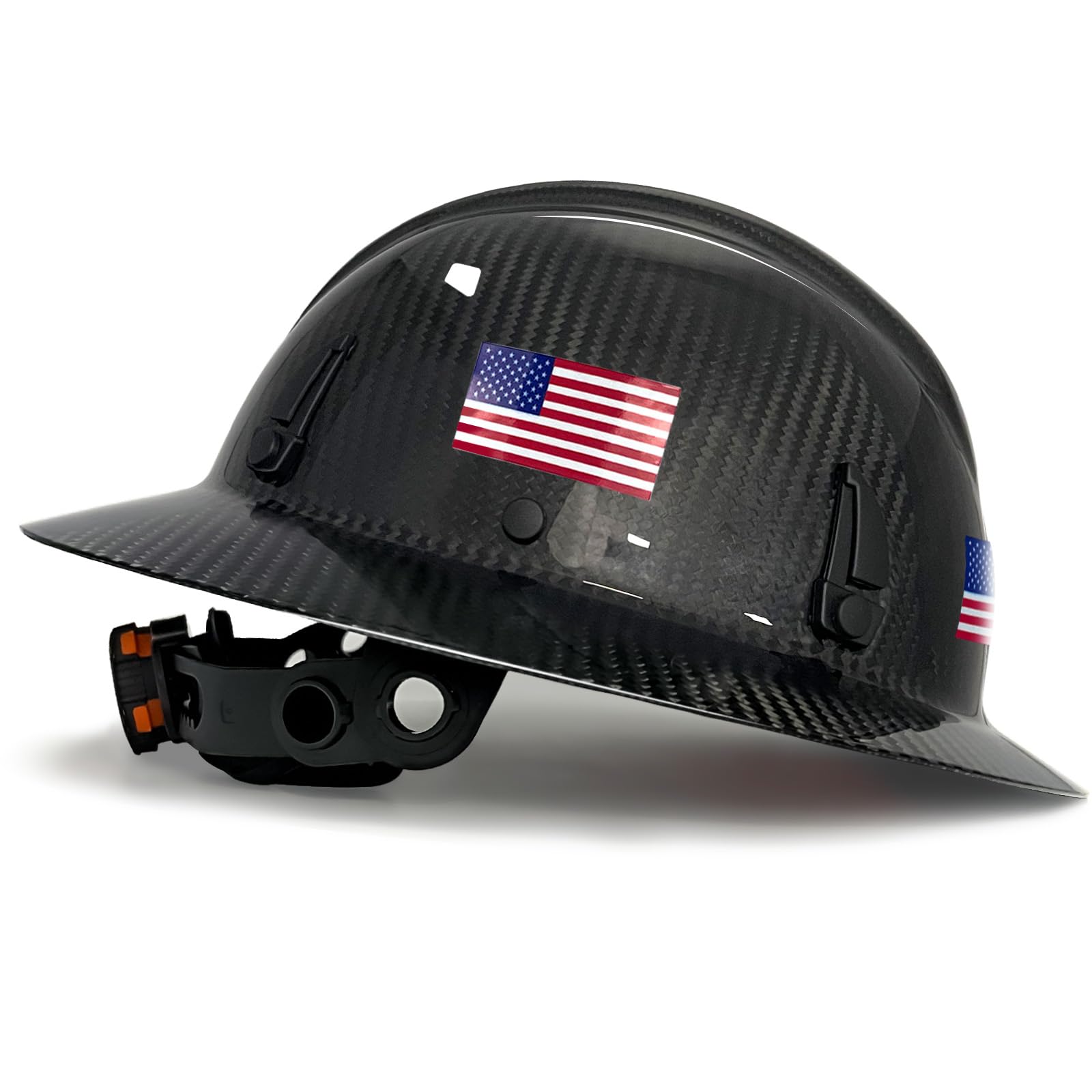 SAFEBUILDER Carbon Fiber Full Brim Hard Hats Made of Carbon Fiber Safety Helmet 6-Point Suspension ANSI Certified for Construction, Industrial, Outdoor Work