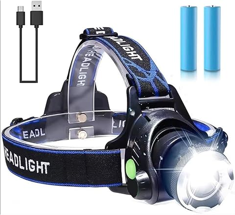 LINTERNA Cabeza FRONTAL led recargable luz frontal | Alta potencia | Frontal trail running linterna de cabeza | Linternas frontales led alta potencia | Lluvia casa | Camping | Pesca