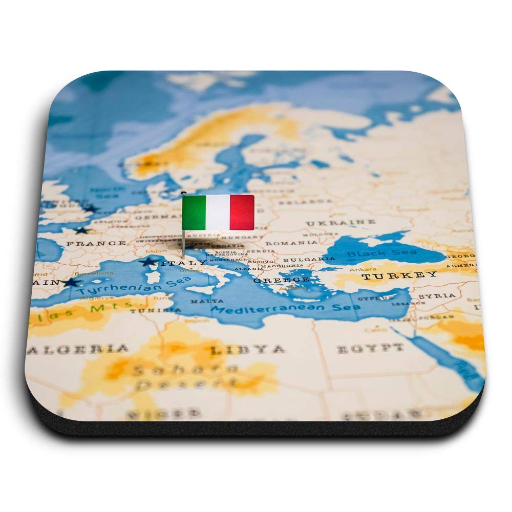 1 x Square MDF Fridge Magnet - Italian Flag Map Italy Europe 45416