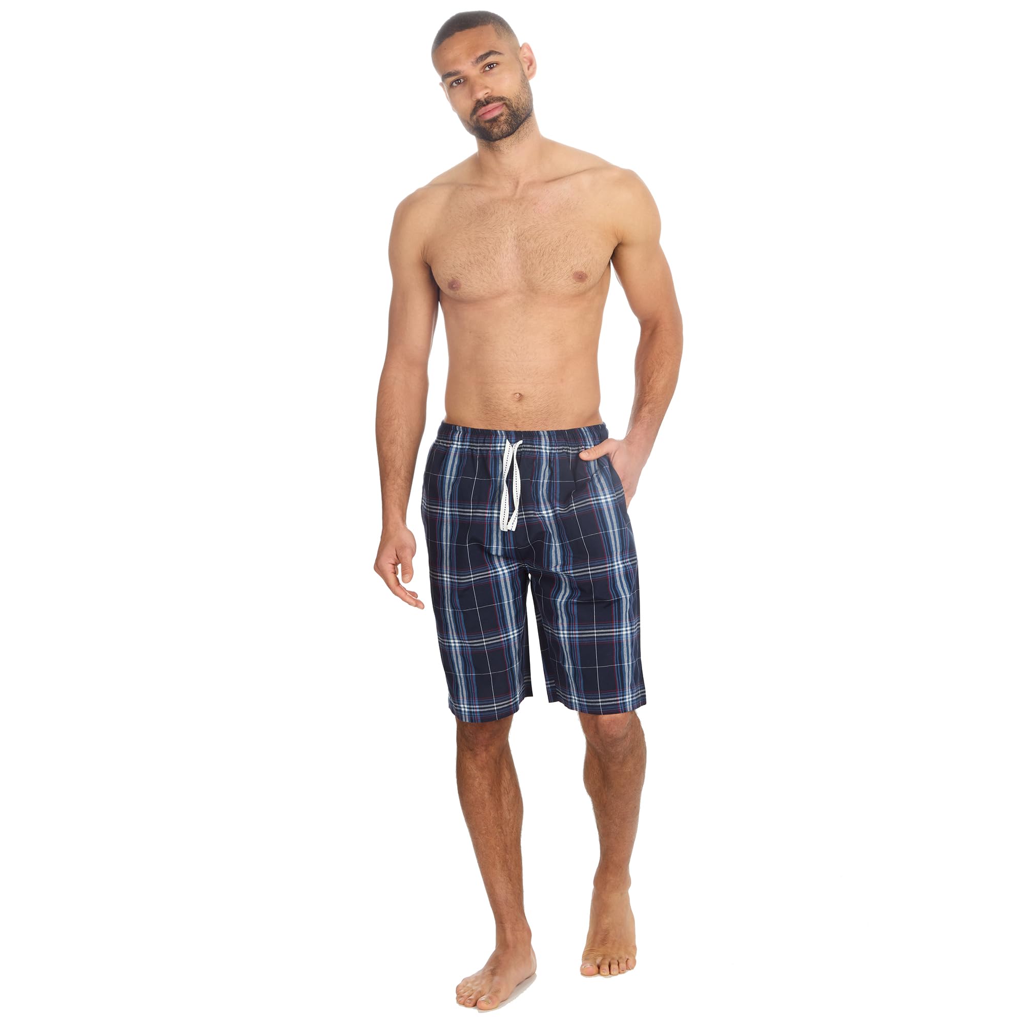Undercover Mens Woven Check Lounge Shorts 31B1915 Navy Medium