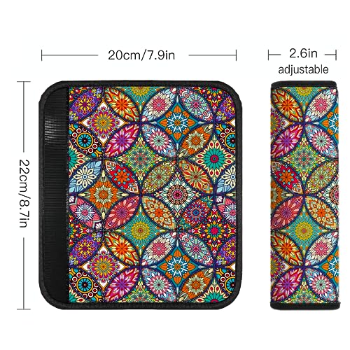 Image of Car Seat Belt Pad Cover, 4-Pack Soft Car Safety Seat Belt Strap Shoulder Pad for Adults and Children, Suitable for Car Seat Belt, Backpack, Shoulder Bag(Pretty Mandala)