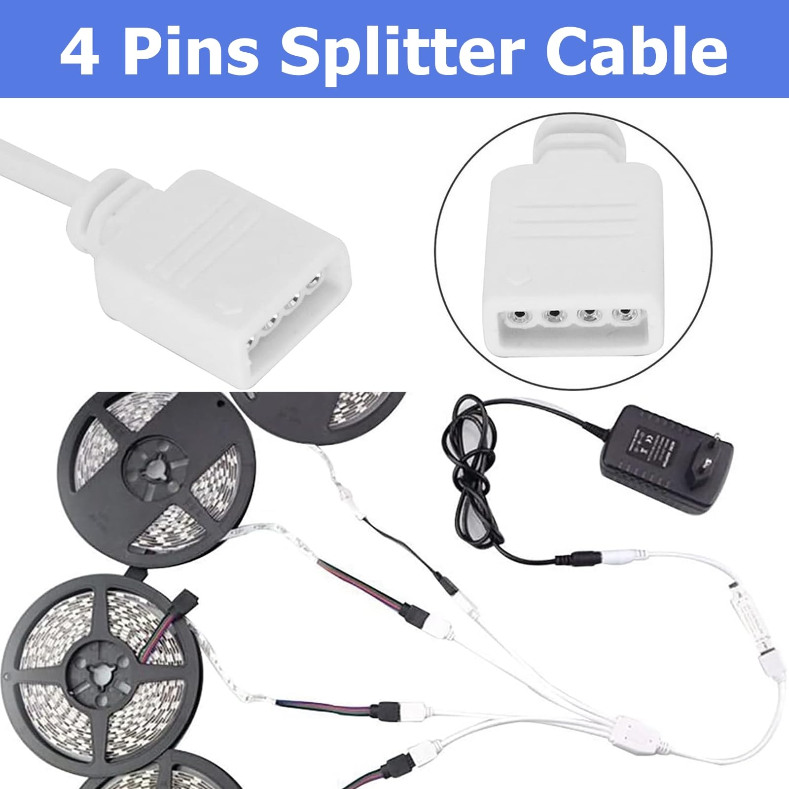 Snapklik.com : 4 Pin LED Light Strip Connector Kit, RGB Extension Cable ...