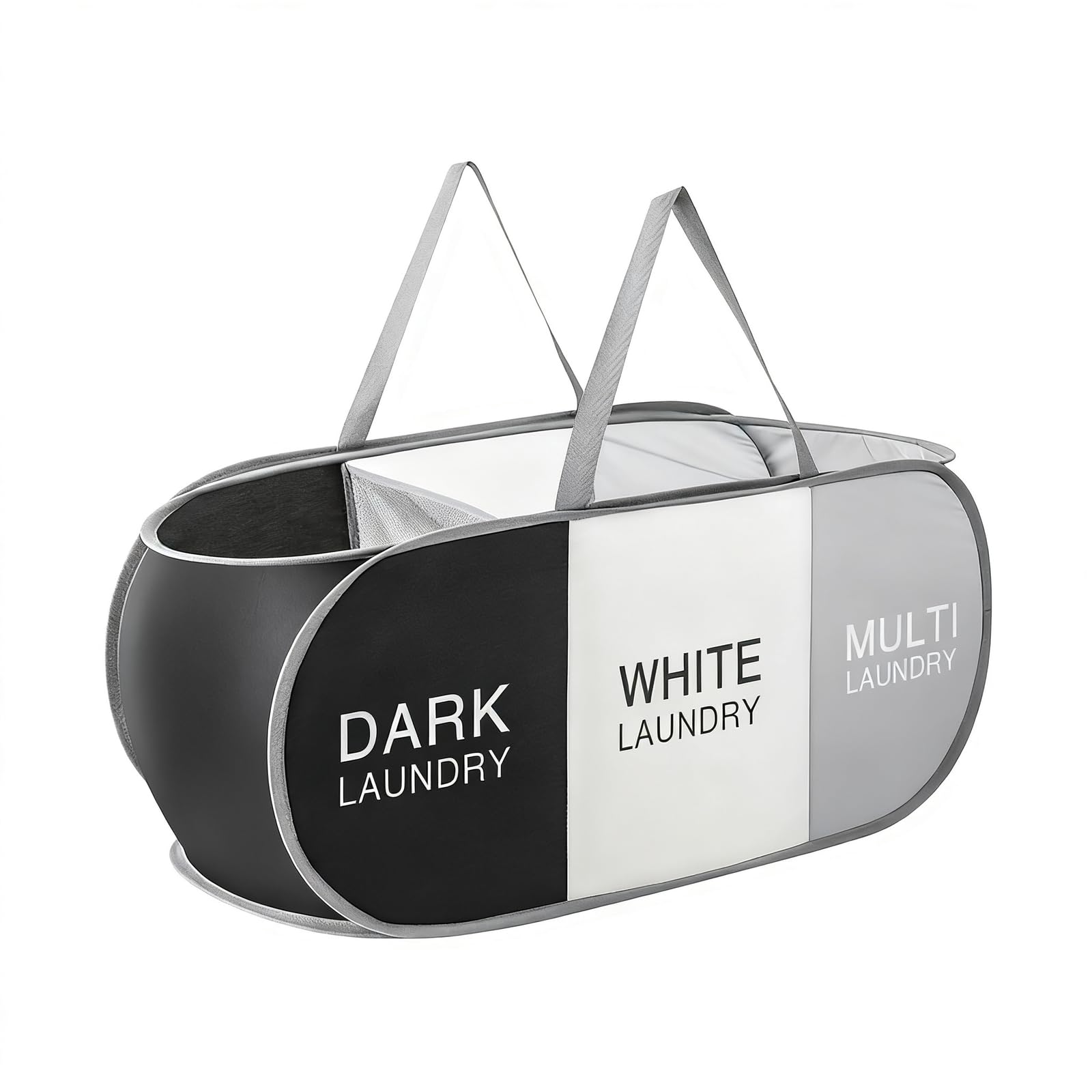 PUXZYAX Popup Laundry Basket With 3 Separate Compartments For Efficient Laundry Sorting And Organization Divided Hamper