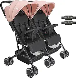 Carrinho Kiddo para Gemeos Duplo Mascote Rosa