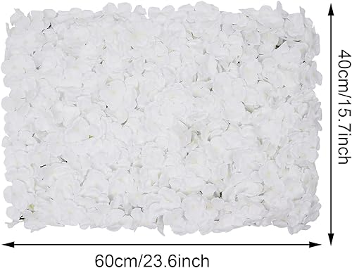 Vista 23 de 20 paneles de pared de flores artificiales, decoración de pared de 24 x 16 pulgadas, paneles decorativos de flores de hortensias para el hogar, 20