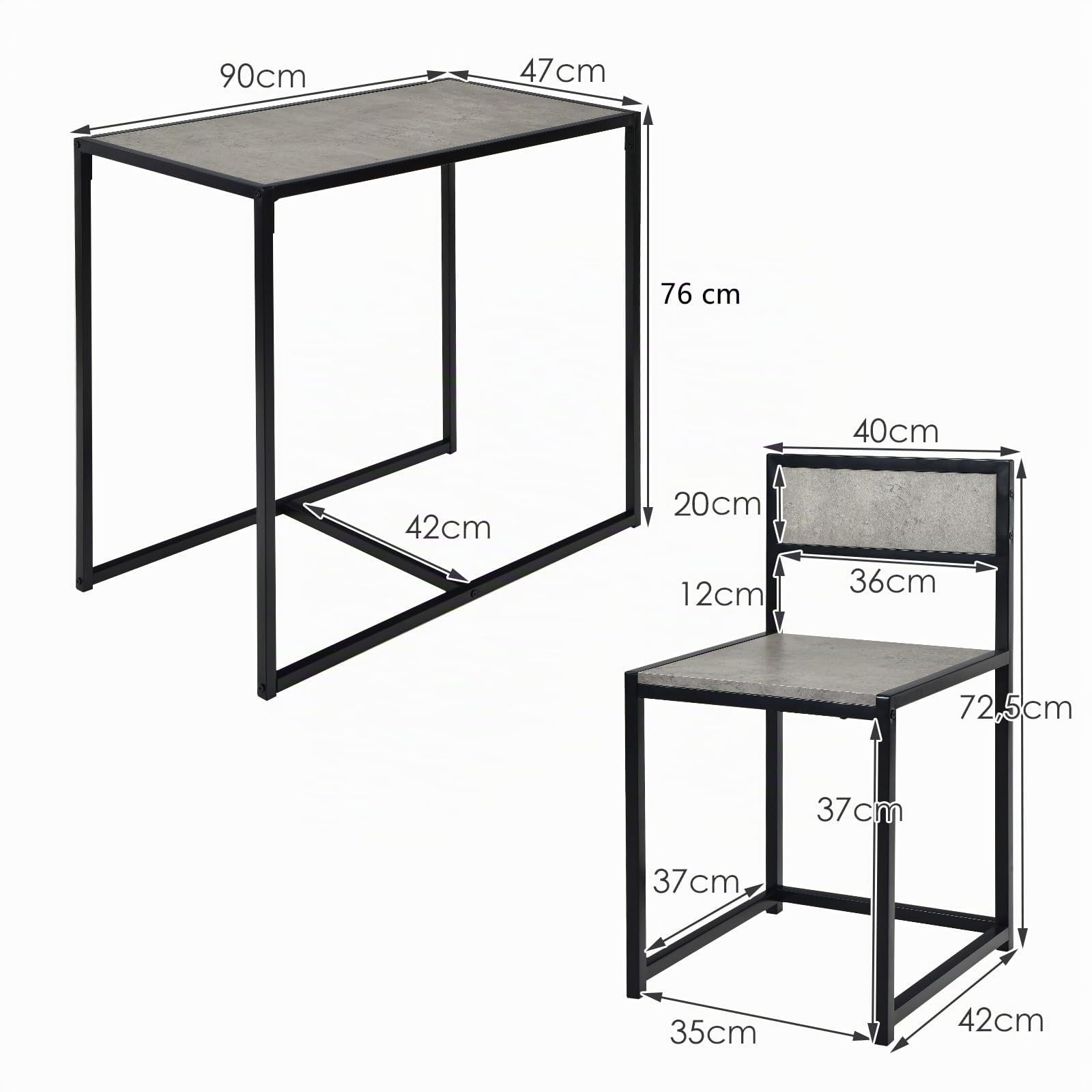 LIFEZEAL Juego de Mesa Comedor, Conjunto de Mesa y 2 sillas para Cocina, Mueble de 3 Piezas de Madera con Estructura metálica, con diseño de Poco Espacio (Gris)