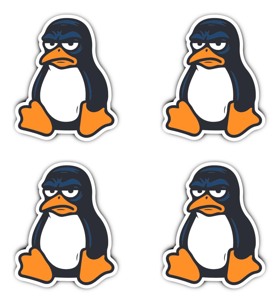 Havati Vibe Laminated Sticker S: 100 Mm (Pack Of 4) - Annoyed Penguin Linux It Nerd Sticker