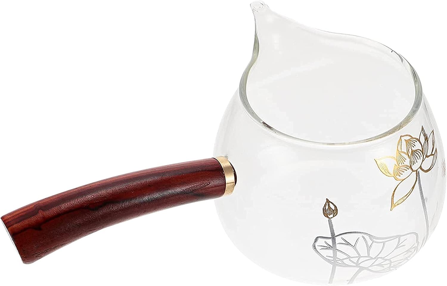 Kitchen Wooden Bowl, Glass Tea Cup Teapot Stove Top Milk Pan Clear Butter Warmer Wood Handle Coffee Making Bowl Spout Pan Office B