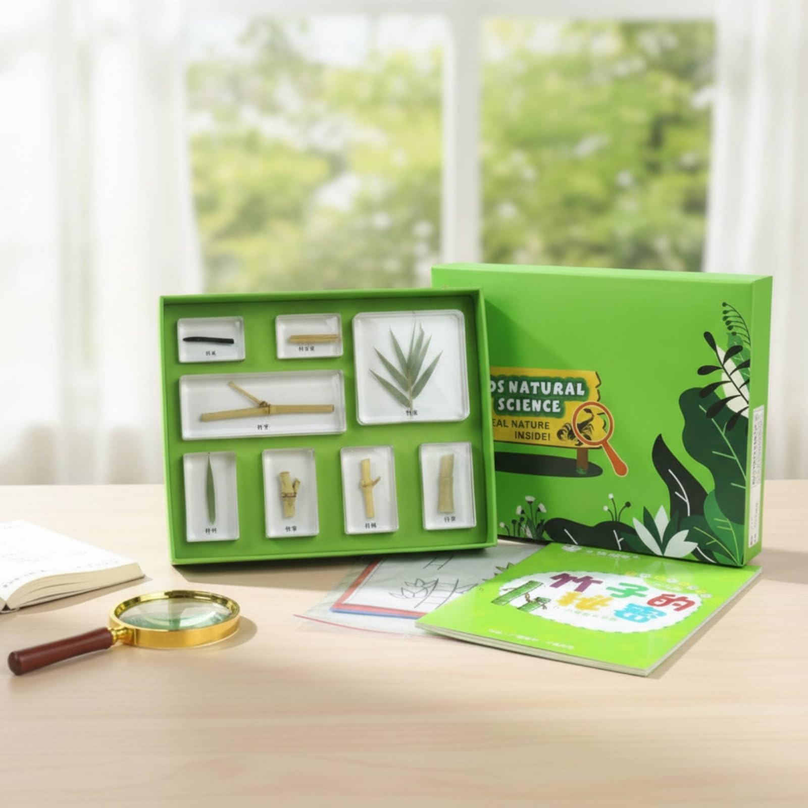 harayaa Especimen Educativo Infantil Kit Científico Set Colección Resina con Fichas Aprendizaje y Hojas Caja con Bandeja Verde, Historia De Crecimiento Del Pequeño Cangrejo