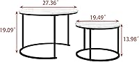 Vista 2 de HOJINLINERO Juego de 2 mesas de café redondas anidables, mesas auxiliares para sala de estar, mesa de café circular y de mármol con estructura