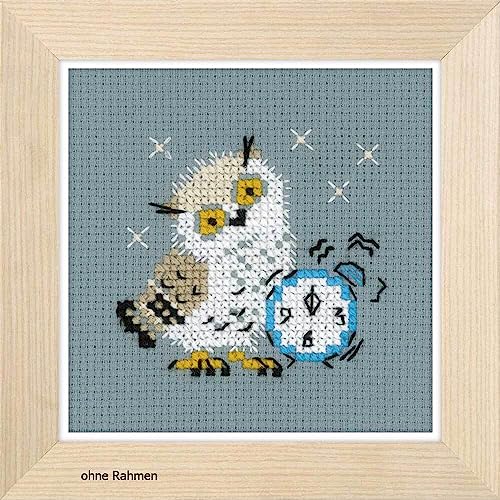 Riolis Set Punto Croce Sveglia, Cotone, Multicolore, 9 X 9 X 0.1 Cm