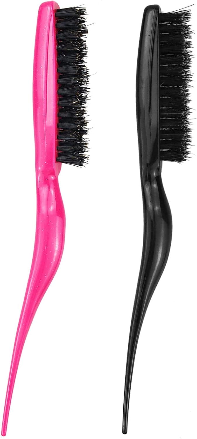 2 Pcs Hair Brush Slick Back Brush Bristle Hair Brush Teasing Hair Brush