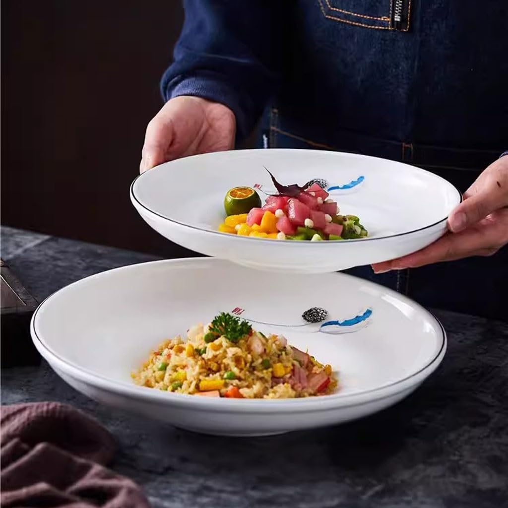 Forniture Per Feste Piatto fondo con testa di pesce al pepe tritato, piatto profondo, ristorante di casa, hotel creativo, piatto speciale for cena, grande piatto rotondo a forma di piatto fondo Piatti