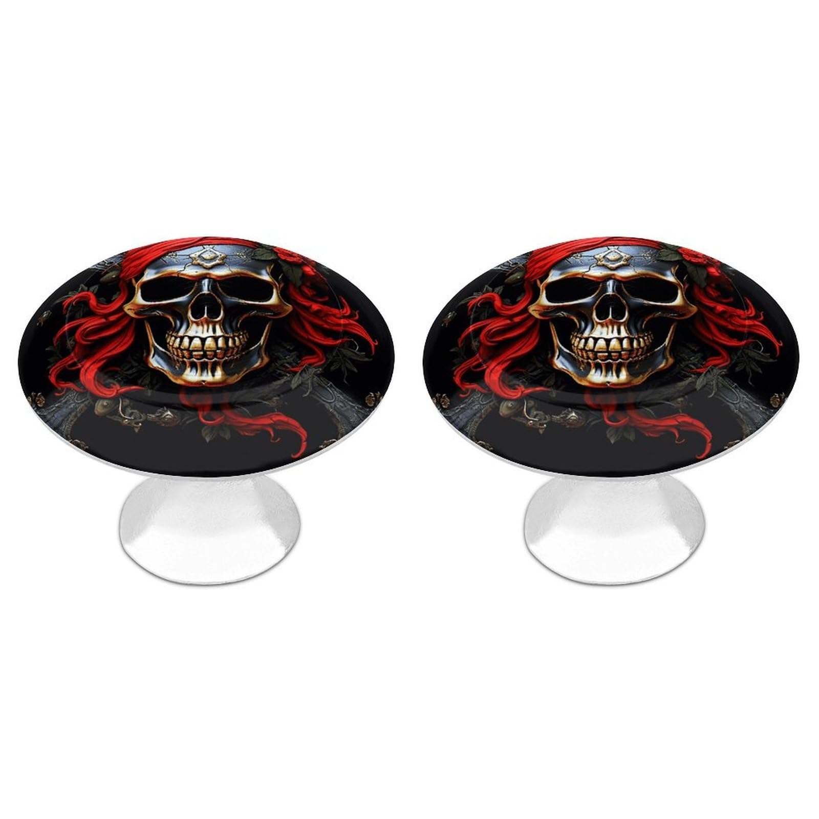 FekiLoot Pirate Skull Cabinet Knob Kitchen Drawer Knob Stainless Steel Round Drawer Pulls Modern Cabinet Hardware Vintage Dresser Drawer for Kitchen Bathroom Closet Dresser Cabinets