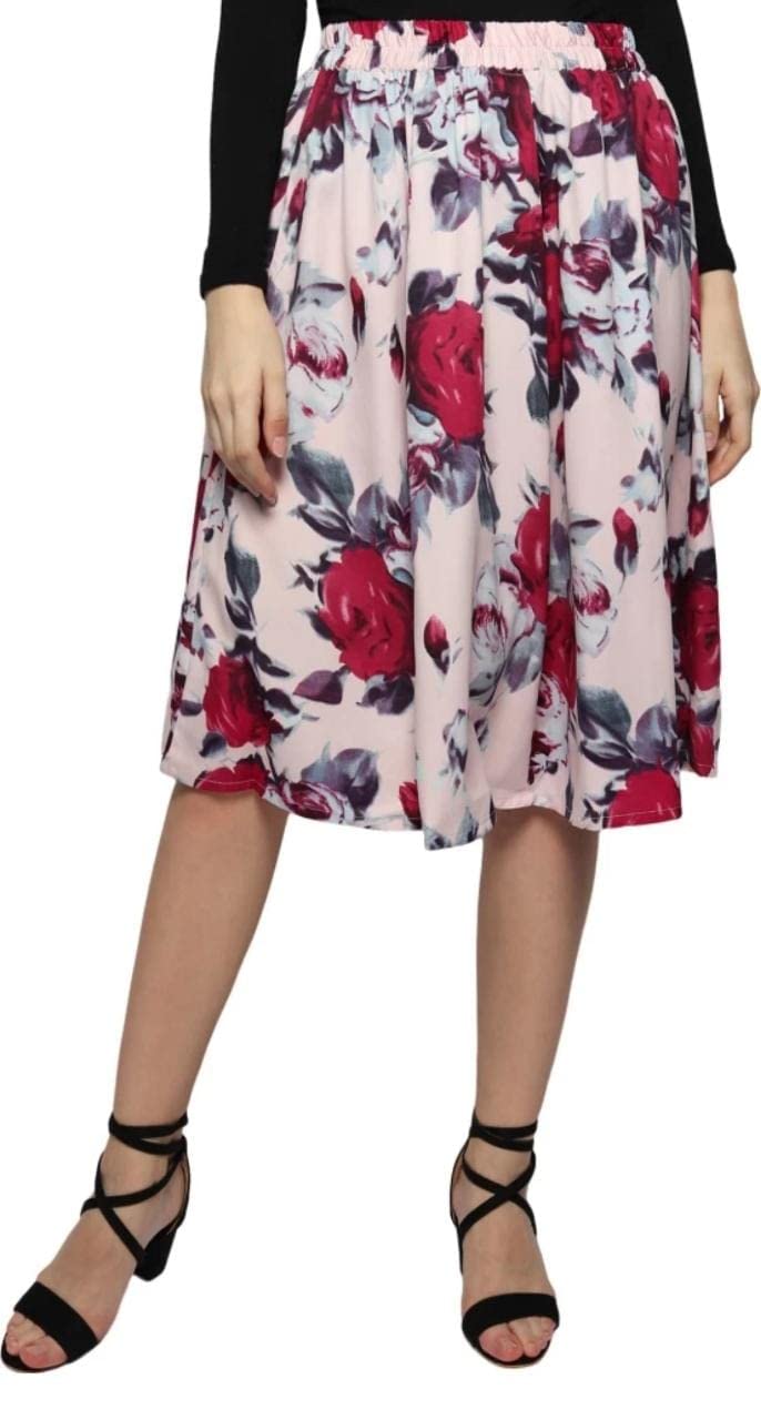 MAIYYA Collection Floral Print Mid Calf Length Women Panel Polyester Skirt COPY-IBPNL-04-A-picture-24