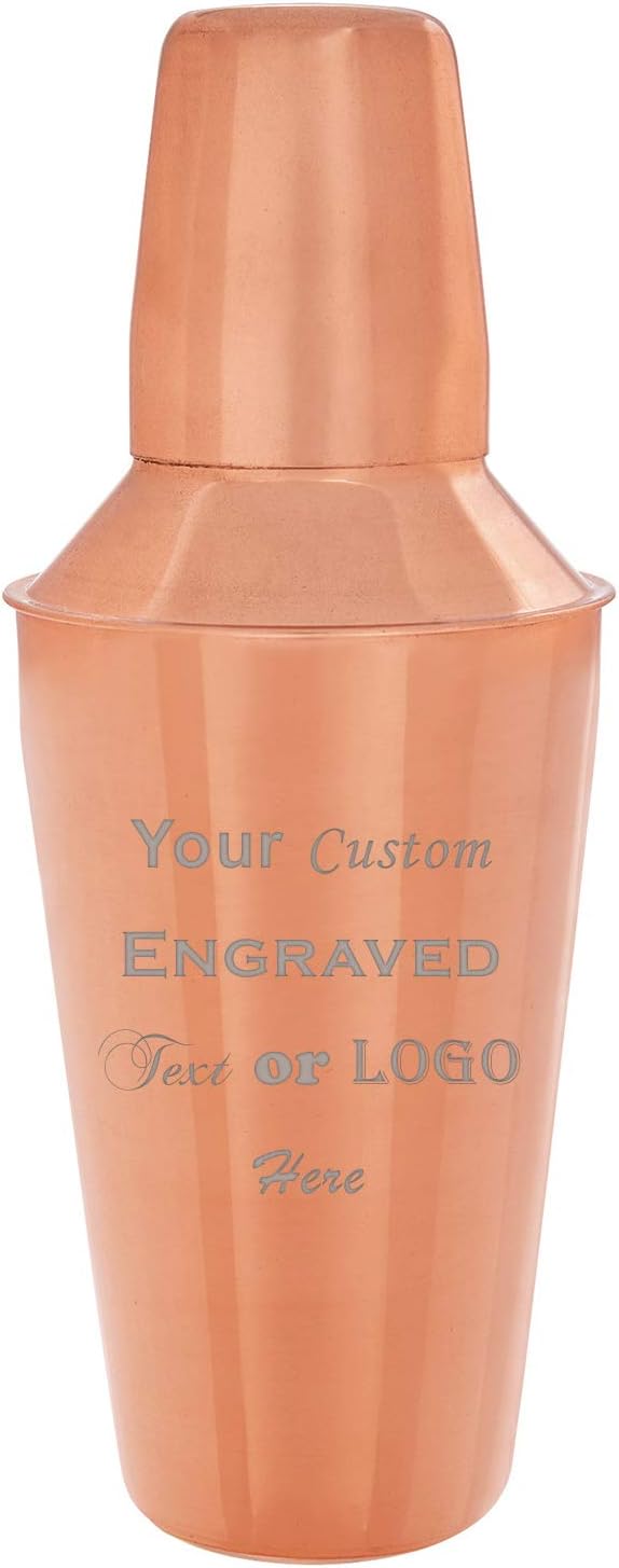 Custom 3D Laser Engraved Stainless Steel Cocktail Shaker 500ML Mixer Personalized with Your Text or Logo - Weddings, Anniversary, Bachelor, Bachelorette, Gift (Copper)