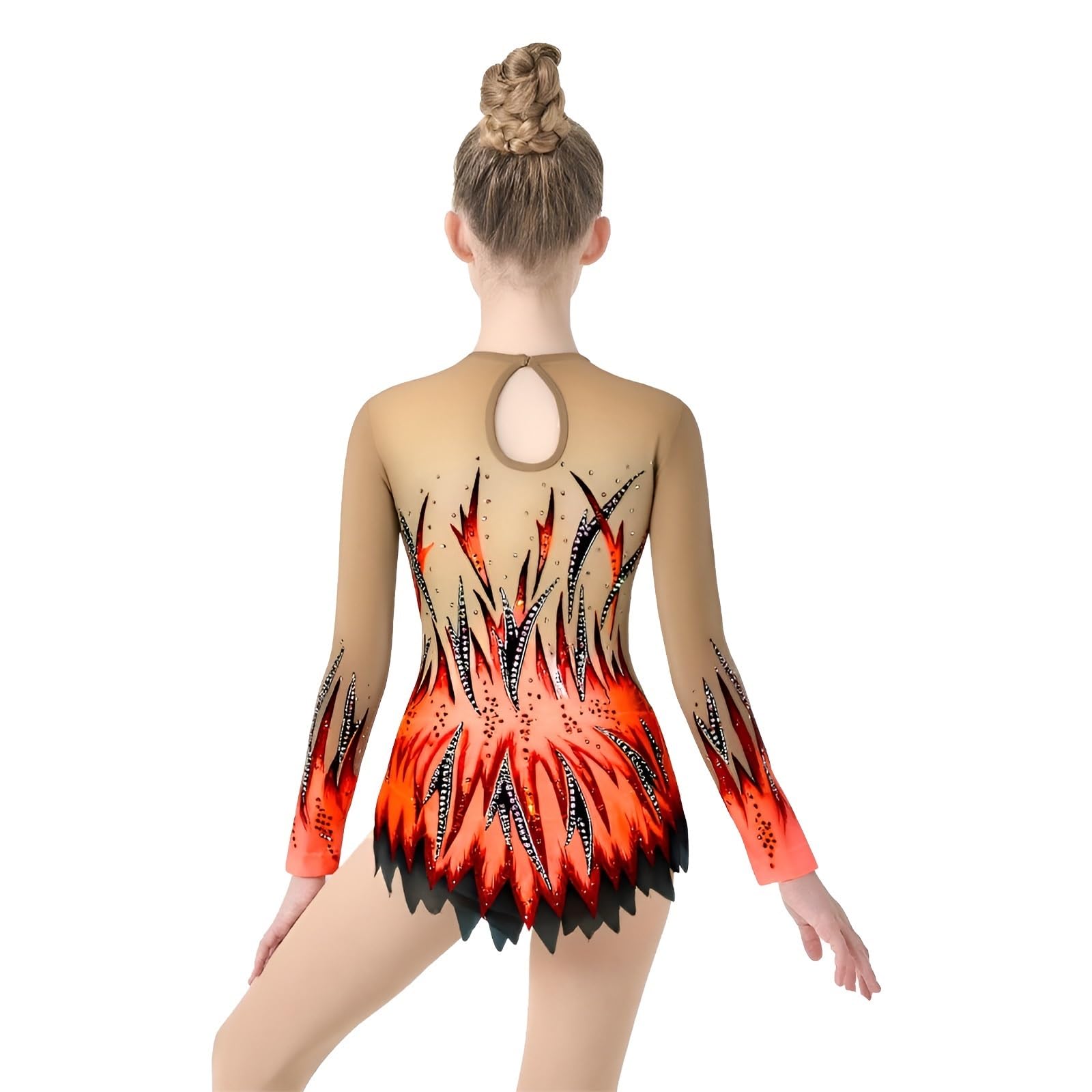 Maillot De Gimnasia Rítmica De Manga Larga For Niñas, Maillot De Baile Rítmico Con Personalización De Diamantes De Imitación.