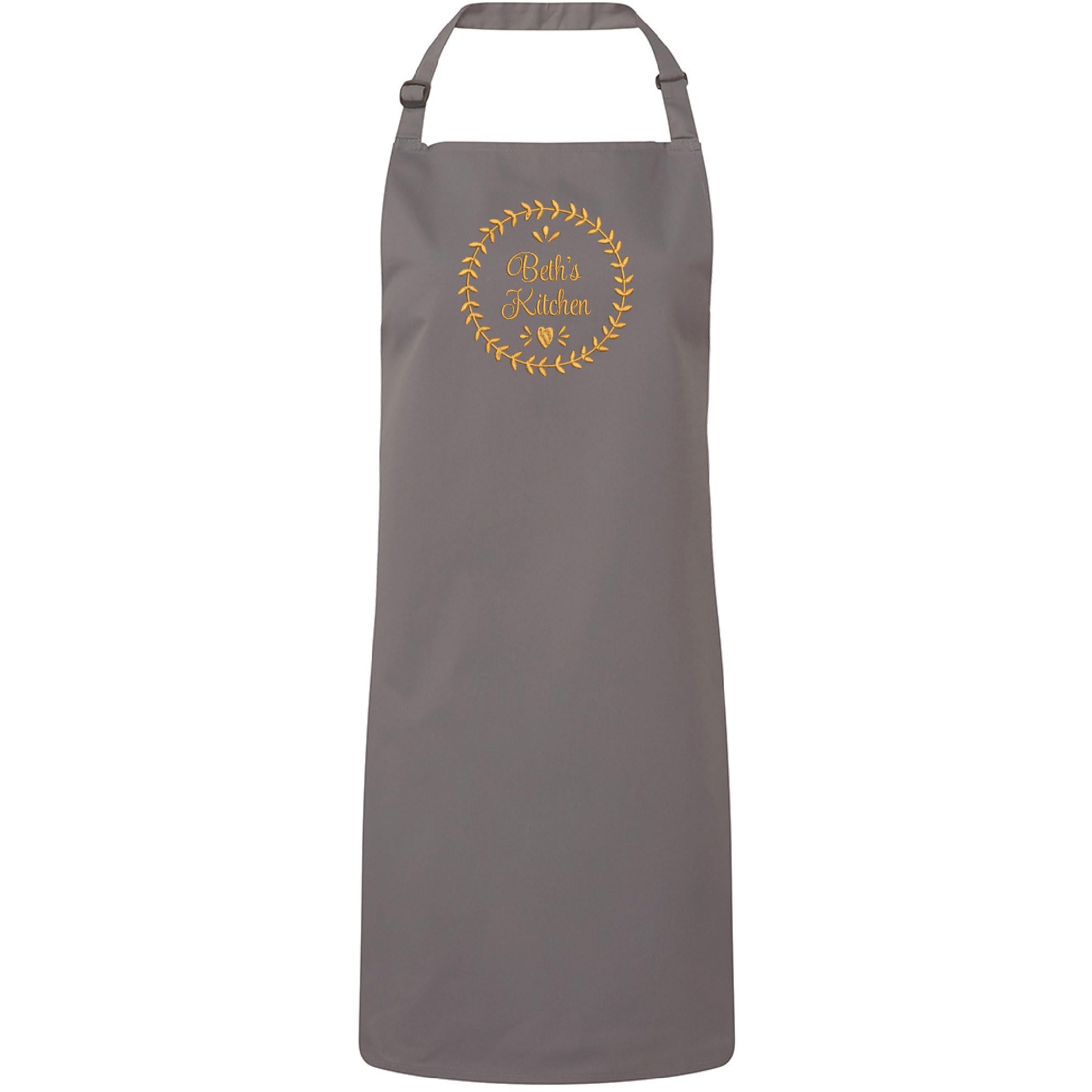 Personalised Embroidered Apron Ladies Apron/Baking Apron/kitchen Apron/Mother's Day Gift/Birthday Gift 15 Colours Avalable (Dark Grey)