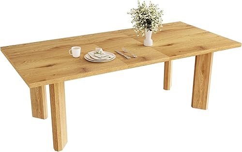 Mesa de comedor extensible para 6-8 personas, mesa rectangular de MDF de 63 a 78.7 pulgadas, estilo rústico de granja, diseño que ahorra espacio