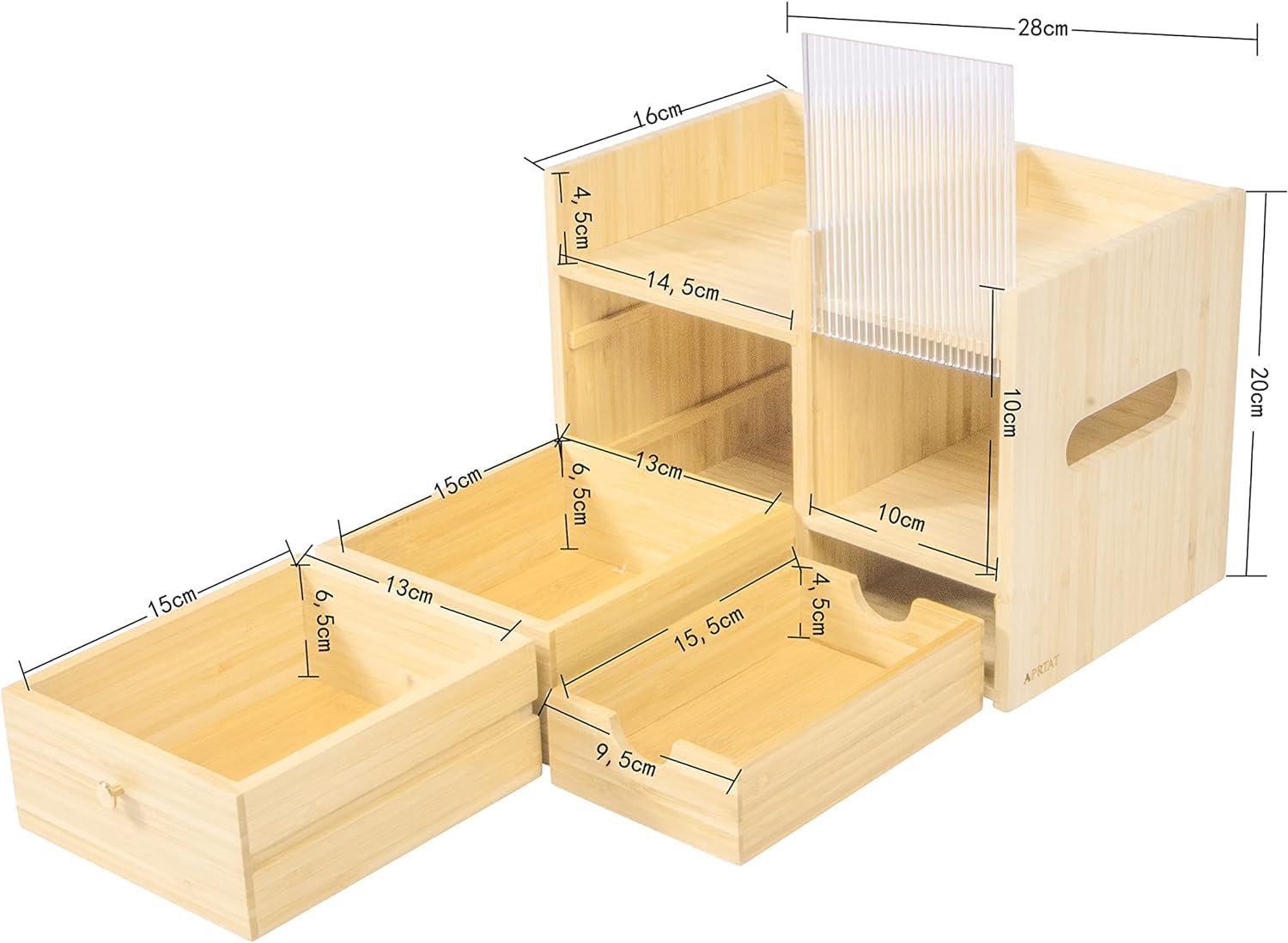 Simplify Kosmetik-Organizer Aus Bambus – 2 Schubladen, 18,8 X 10,5 X 9,5 Cm, Für Schmuck & Make-up