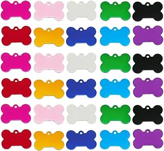 Esforzarse 30 Pcs Military Dog Tags Shiny Polished, Pet ID Tag Bone Shape, Pet ID Tags, Blank Dog Pet Tags for Engraving 3...