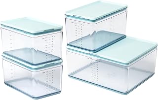 Prepdeck Food Storage Containers from 20% More Capacity - Streamlined & Stackable - Super Seal Lids - Measure in ml, oz & Cups - Color-Matched Grippy Silicone Foot Trim - 3 Size Options, 5 Colors