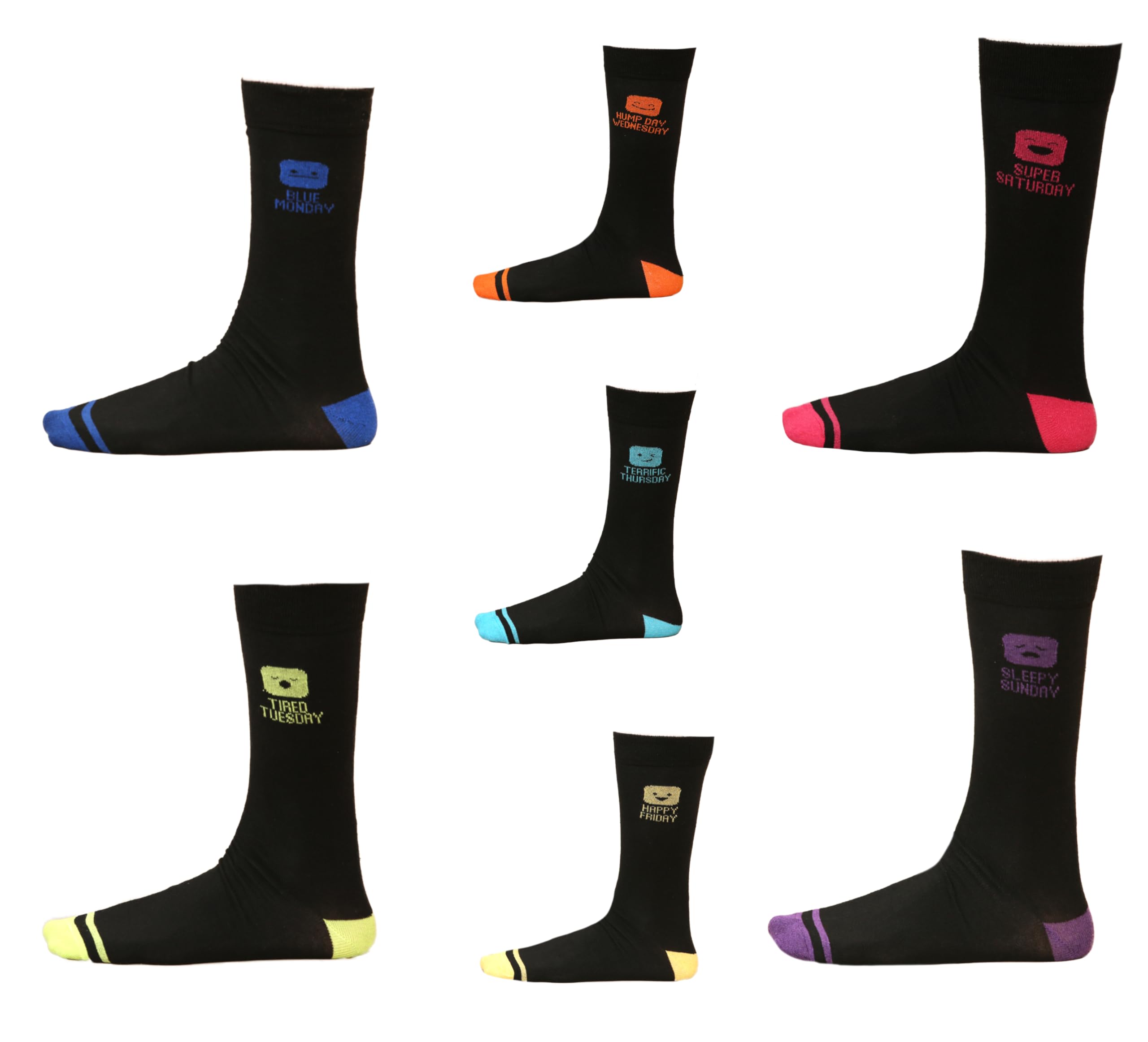 John Rider Men's Multi 7 Pairs Of Days Of The Week Novelty Socks, Uk Shoe Size 6-11