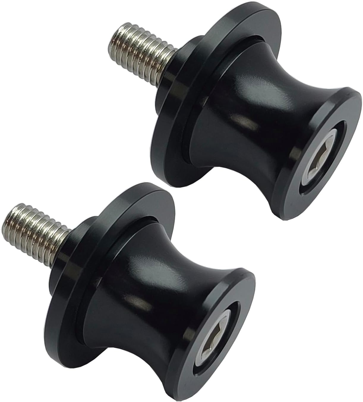 2pcs M8 X1.5 Motorcycle Swing Arm Spools Sliders CNC 8mm Swingarm Stand Screw Replacement for Honda Suzuki BMW Kawasaki（Black)