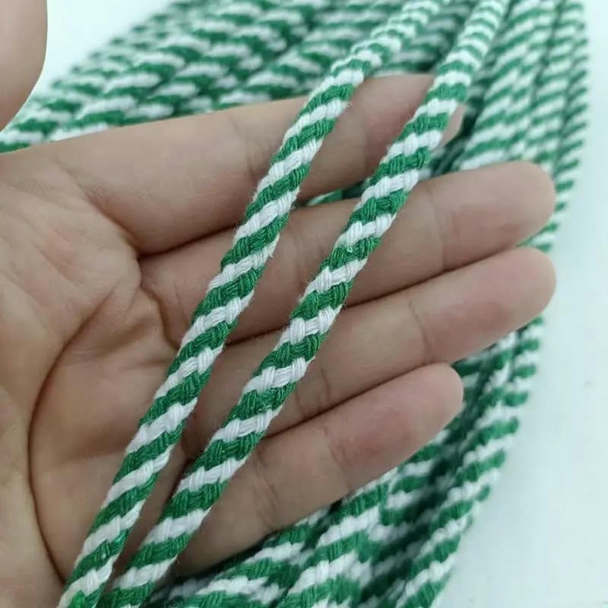 Macrame Rope Twisted String,Cotton For DIY Craft And Sewing Multicolor 5mm 30m(Green)