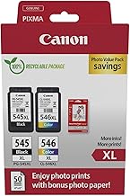 Canon PG-545XL / CL-546XL High Yield Genuine Ink Cartridges, Pack of 2 (Colour & Black); Includes 50 Sheets of 4x6 Canon Photo Paper - Cardboard Multipack