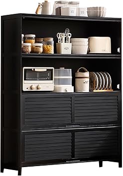Fluted Sideboard Buffet Cabinet with Storages, Storage Cabinet for Living Room, Multifunctional Large-Capacity Storage Rack, for Living Room Kitchen Dining Room HallwayC,H-138CM/54.33N