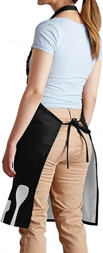 Miniatura 4 de Delantal de cocina negro divertido impermeable ajustable con 2 bolsillos para mujeres y hombres, adecuado para cocinar, hornear, asar a la parrilla,
