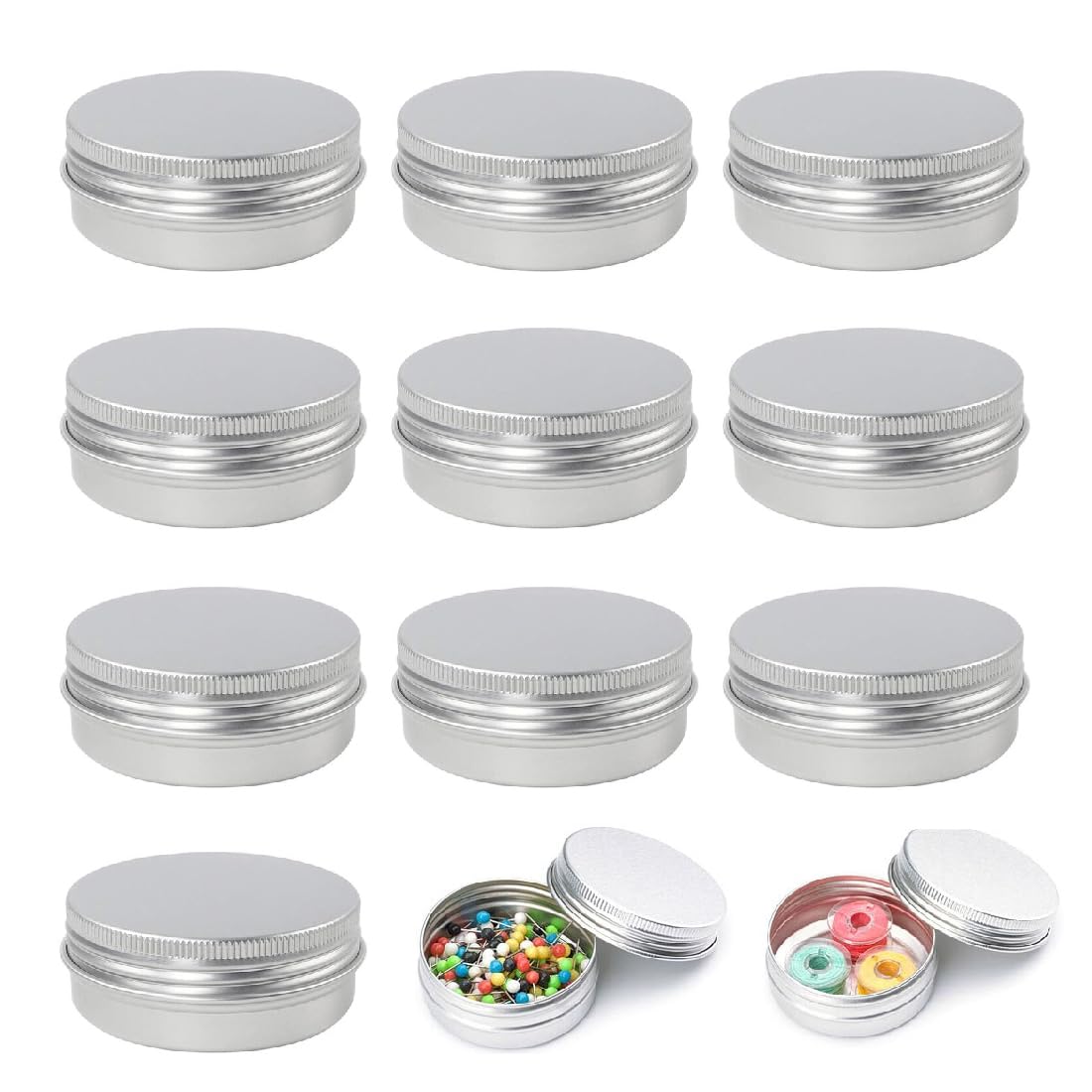 12 Pots En Aluminium Argenté 30 Ml Avec Couvercles à Vis - Récipients Vides Pour Cosmétiques, Crèmes, Voyages - 3