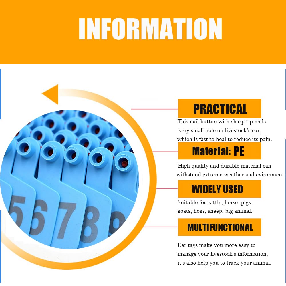 Marchi Auricolari Numerati Per Bovini - 100 Pezzi Con Numerazione Da 001 A 1000 - Foto 4