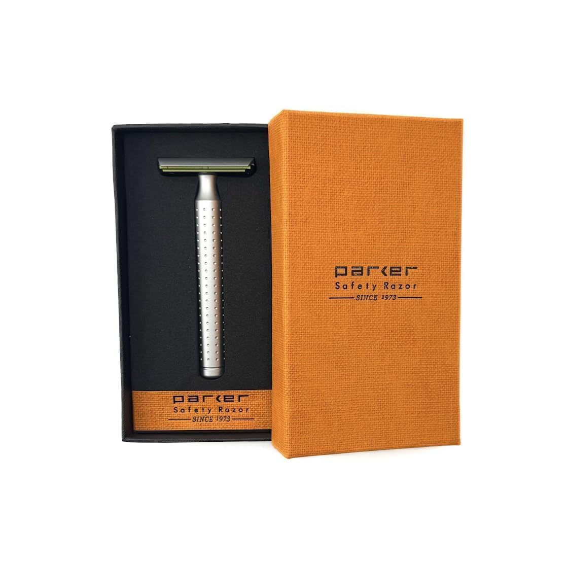 Parker Safety Razor AeroShave XL rasoio di sicurezza a doppio taglio in alluminio CNC con manico lungo e 5 lame. Esposizione precisa della lama per una rasatura confortevole. Per uomini e donne