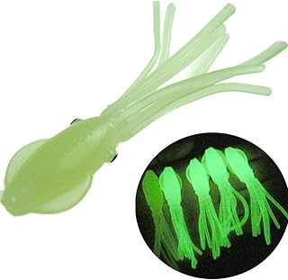 thkfish 1/2oz 1/6oz Squid Lures for Bass Fishing Saltwater Freshwater Squid Bait Glow in The Dark Soft Squid Lures for Salmon