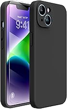 [52% off] Miracase Designed for iPhone 14 Plus Case with Screen Protector,[Upgraded Enhanced Camera Protection],Shockproof Liquid Silicone Case with Microfiber Lining,6.7 inch, Black