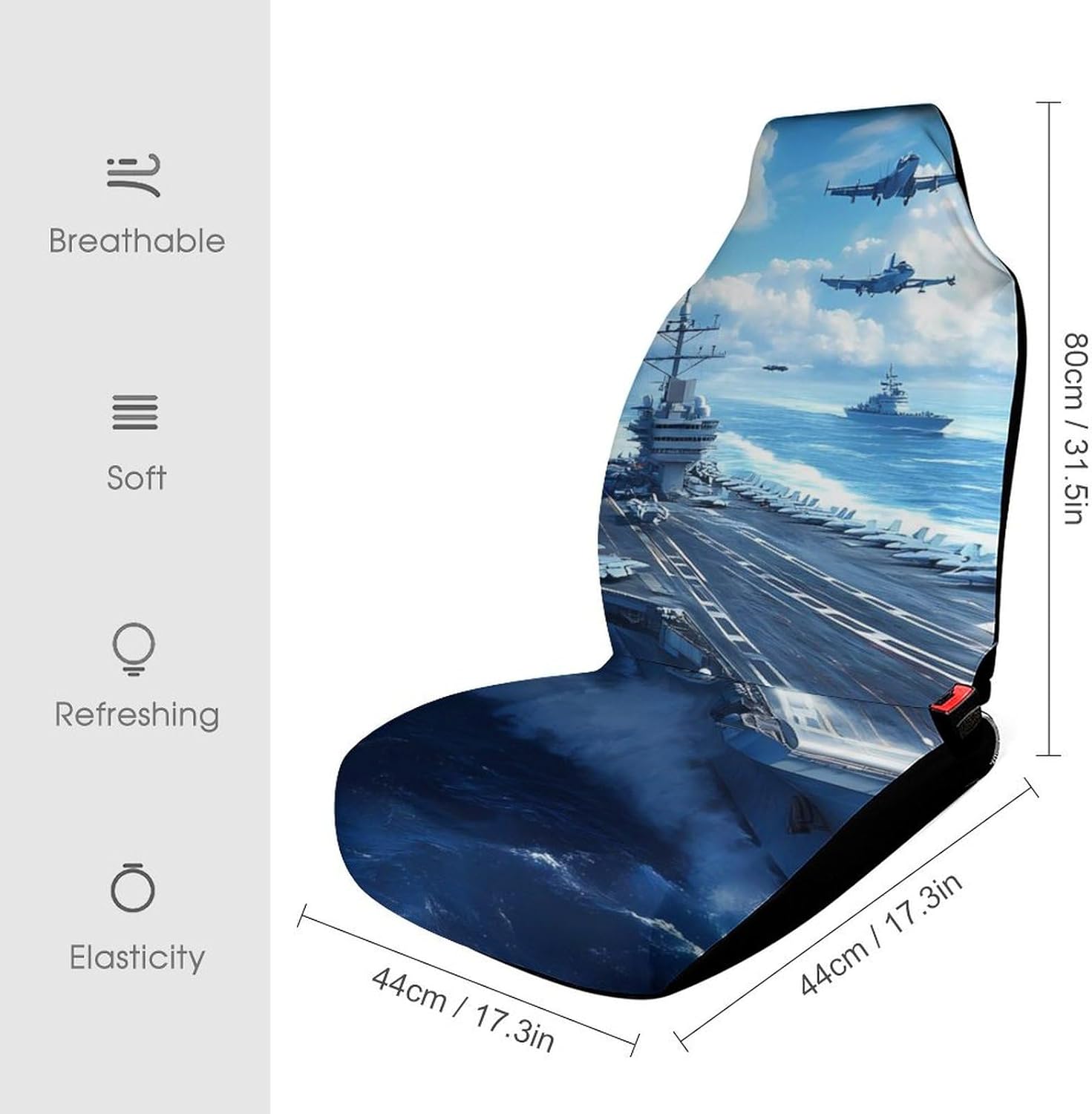 Aircraft Carrier Warship Car Seat Covers Universal Car Front Seats Protector Auto Interior Accessories 2PCS
