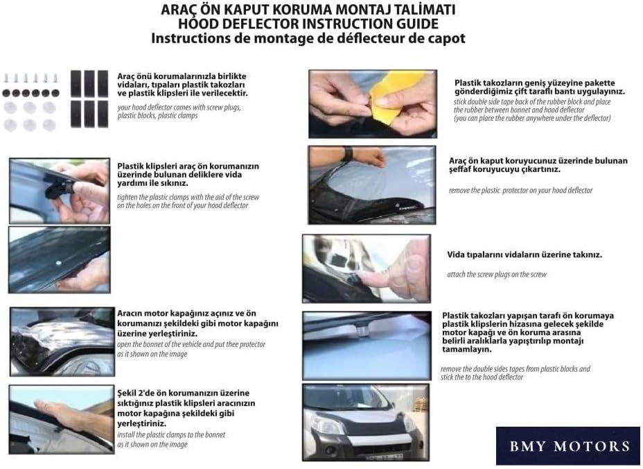 BMY Hood Deflector/Front Bug Shield Compatible for Mercedes Sprinter W907 2019-2026 Hood Guard Bonnet Protector | Particles & Bug | Car Accessories