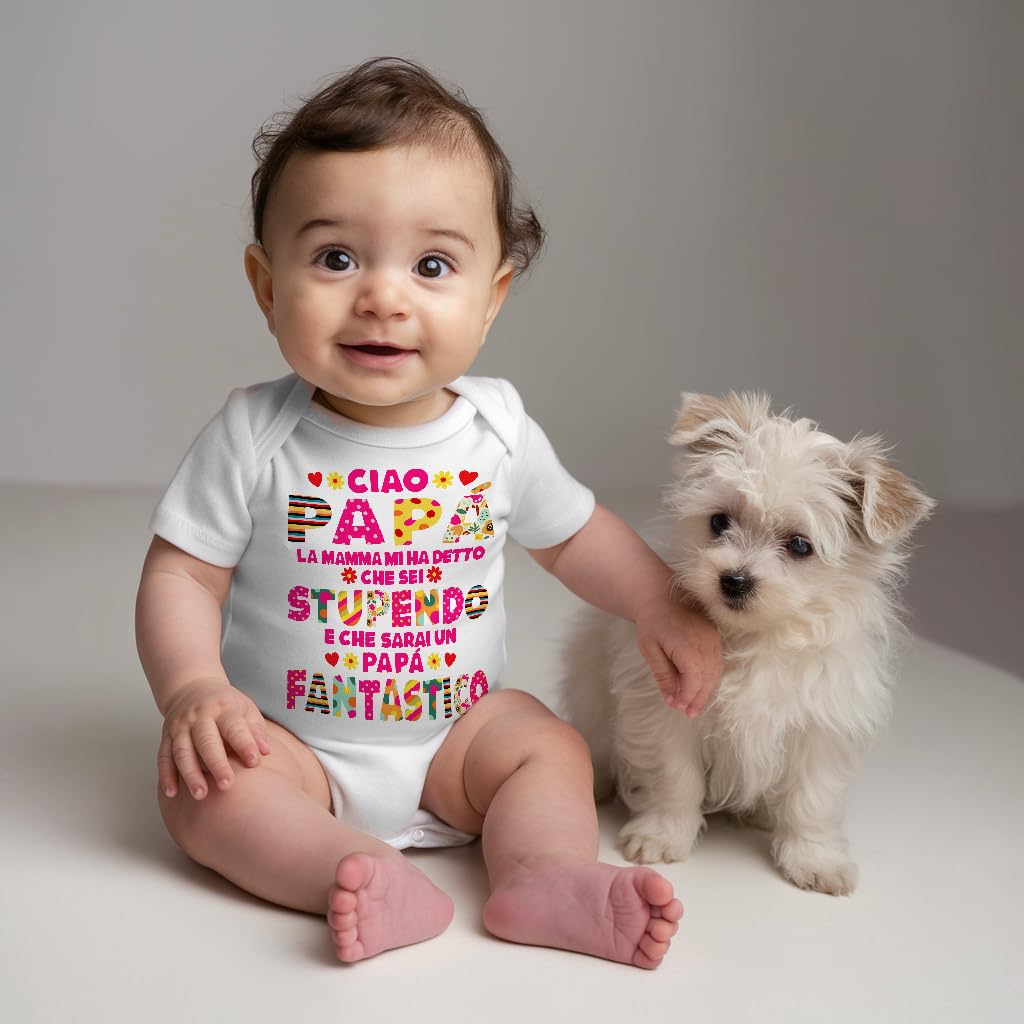 Corredino Neonato maschio e femmina idea regalo primo compleanno Papà e Mamma - Body neonato Cotone Maniche Corte, bavetta e cappello con frase dedica in Azzurro e Rosa