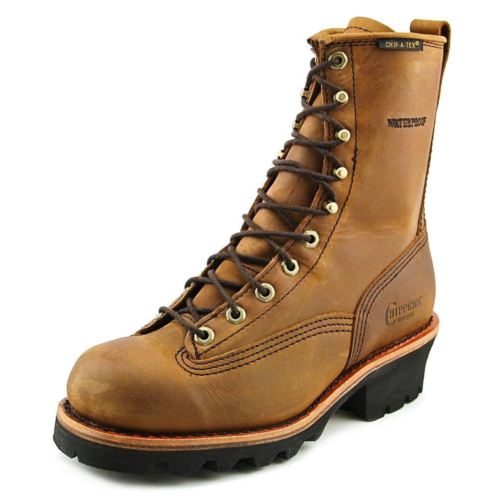 Chippewa Paladin 8-Inch Logger Boots - Anti-Slip Waterproof Work Boots for Men - Lace-to-Toe Safety Shoes for Men - Lace-To-Toe Closure - Leather Welt